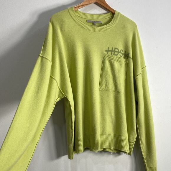 Hudson Crew Neck Sweater Wool Cashmere Lime Collection Women's XXL - Picture 6 of 12